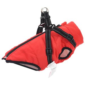 vidaXL Casaco para C&atilde;es Vermelho L40 Velo e Poli&eacute;ster