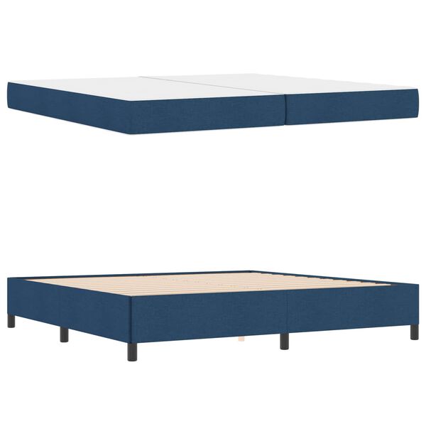 vidaXL Cama Box com colch&atilde;o Azul 200 x 200 cm tecido