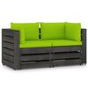 vidaXL Sof&aacute; jardim 2 lugares c/ almofad&otilde;es madeira impregnada cinzento