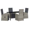 vidaXL Conjunto de Jantar para Jardim 5 pcs Cinzeto vime PE