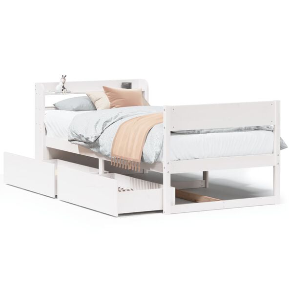 vidaXL Cama sem colch&atilde;o 90x200 cm madeira de pinho maci&ccedil;a branco