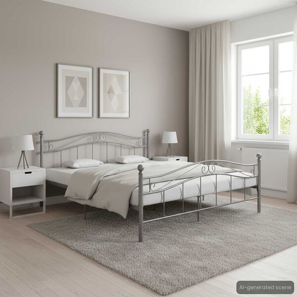 vidaXL Estrutura de cama 180x200 cm metal cinzento