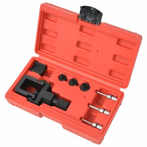vidaXL Conjunto extrator de correntes e rebitadeira p/ motas, 8 pcs