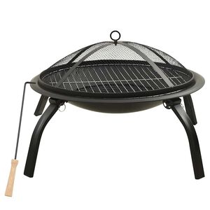 vidaXL Braseira e barbecue 2-em-1 com ati&ccedil;ador 56x56x49 cm a&ccedil;o