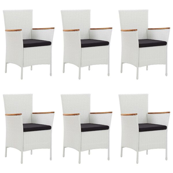 vidaXL 7 pcs conjunto de jantar para jardim vime PE branco