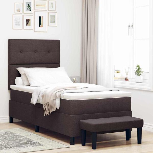 vidaXL Cama Box com colch&atilde;o Marrom Escuro 80 x 200 cm tecido