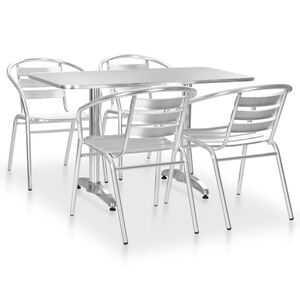 vidaXL 5 pcs conjunto de jantar para exterior alum&iacute;nio prateado