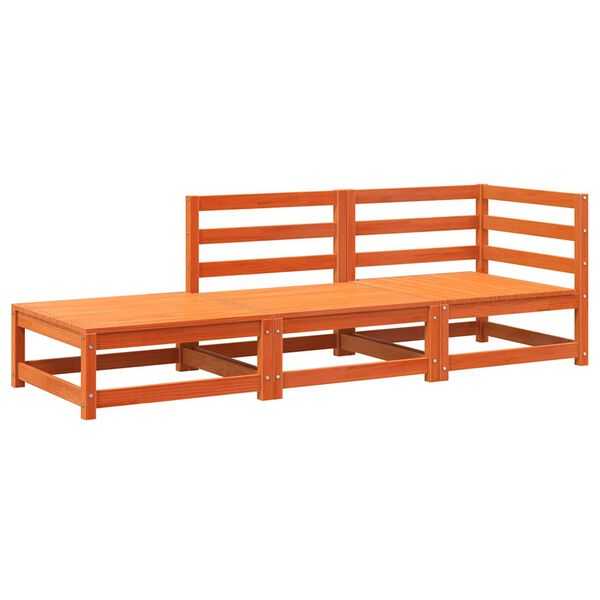 vidaXL Sof&aacute; 2 lugares jardim c/ apoio de p&eacute;s pinho maci&ccedil;o castanho-mel