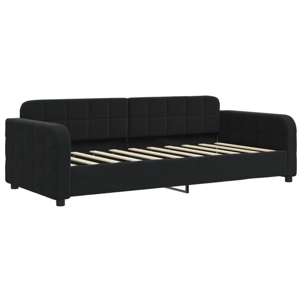 vidaXL Sof&aacute;-cama com gavet&atilde;o e colch&otilde;es 90x190 cm veludo preto