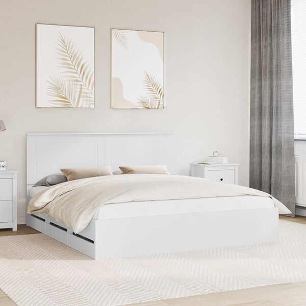 vidaXL Estrutura da Cama Branco 180 x 200 cm Madeira de Engenharia