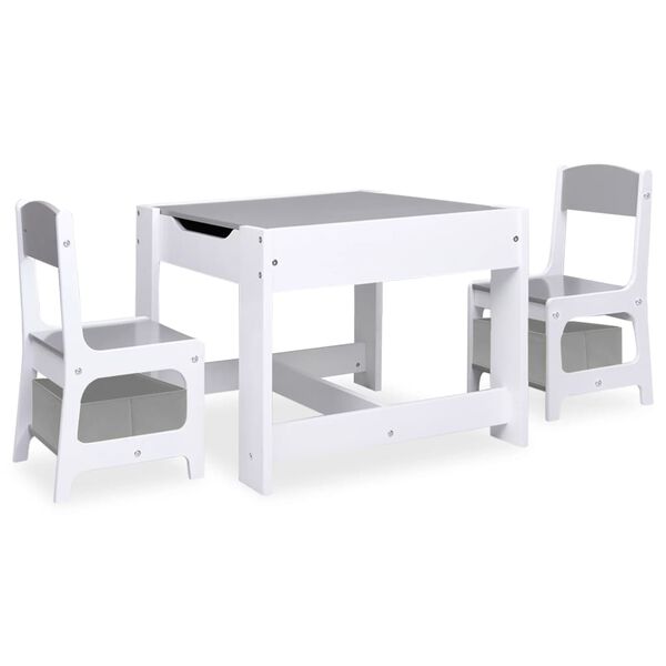 vidaXL Mesa infantil com duas cadeiras MDF branco