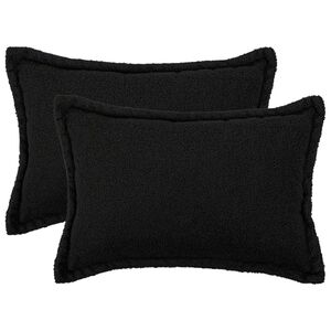 vidaXL Capa almofada 2 unid. HOUTEN Preto 30 x 50 cm Boucl&eacute;