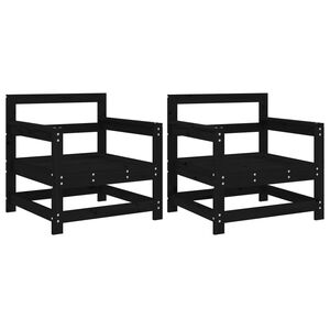 vidaXL Cadeiras de jardim 2 pcs madeira de pinho maci&ccedil;a preto