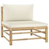 vidaXL 6 pcs conj. lounge p/ jardim em bambu c/ almofadões branco nata