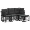 vidaXL Conjunto de Sof&aacute;s para Exterior 4 pcs Preto Poli&eacute;ster