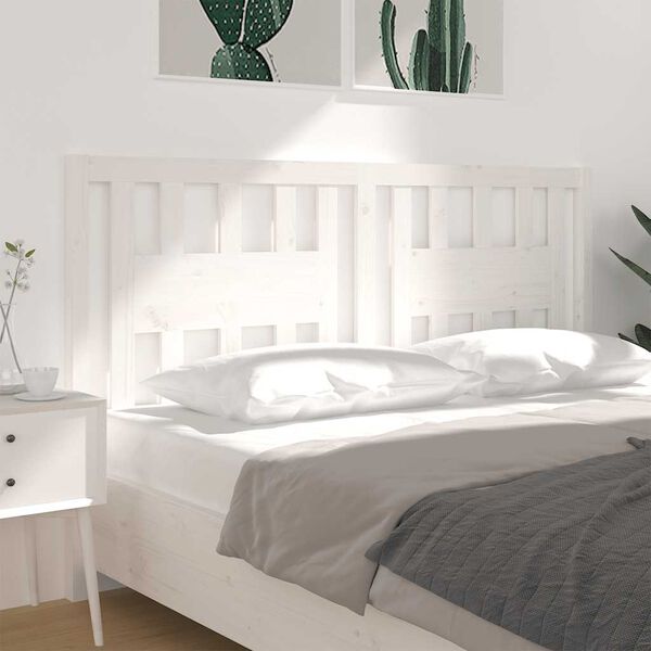 vidaXL Cabeceira de cama 146x4x100 cm pinho maci&ccedil;o branco