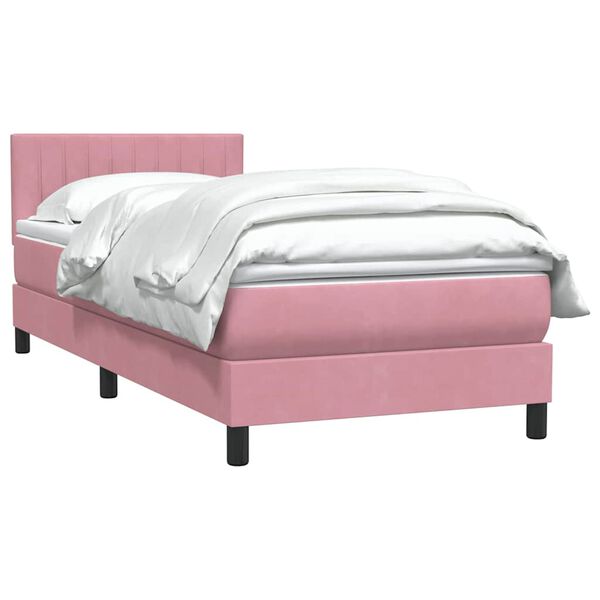 vidaXL Cama com molas/colch&atilde;o 100x210 cm veludo rosa