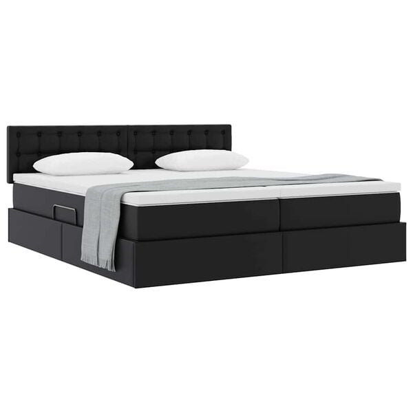 vidaXL Cama com Armazenamento Preto 200 x 200 cm Couro Sint&eacute;tico