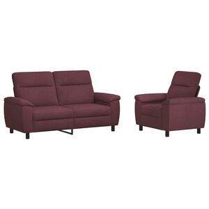 vidaXL Conjunto de Sof&aacute;s 2 pcs Roxo Tecido