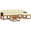 vidaXL Conjunto de Sof&aacute;s para Exterior 6 pcs Natural e Creme Poli&eacute;ster