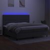 vidaXL Cama box spring c/ colch&atilde;o e LED 200x200 cm tecido cinza-escuro