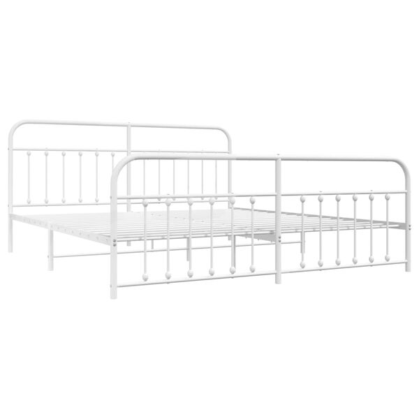 vidaXL Estrutura de cama com cabeceira e p&eacute;s 200x200 cm metal branco