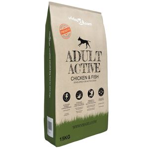 vidaXL Ra&ccedil;&atilde;o premium para c&atilde;es Adult Active Chicken & Fish 15 kg