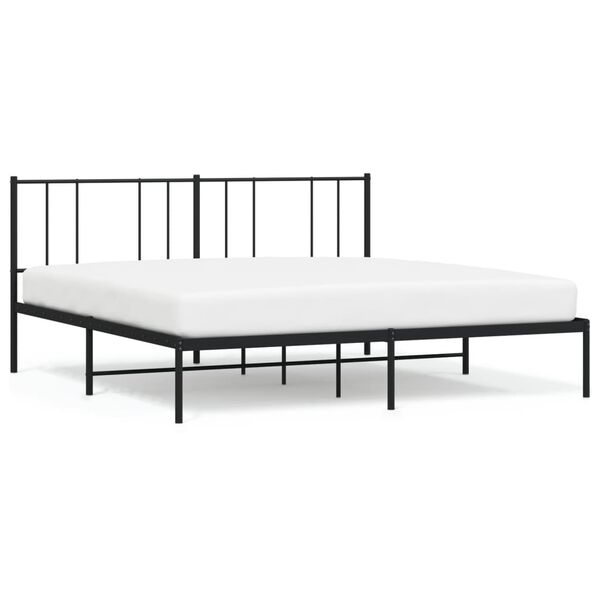 vidaXL Estrutura de cama em metal com cabeceira 180x200 cm preto