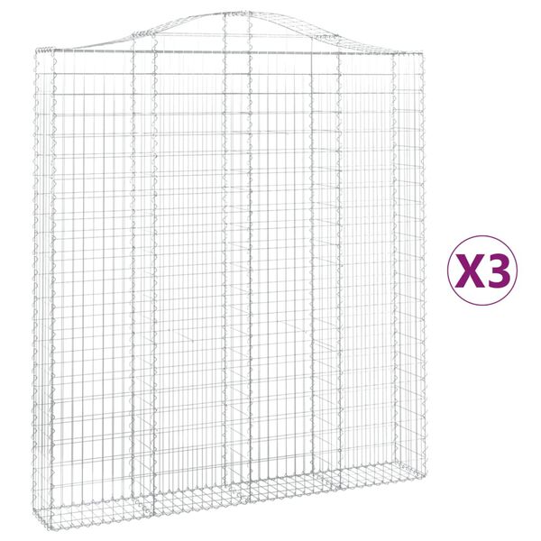 vidaXL Cestos gabi&atilde;o arqueados 2pcs 200x30x220/240cm ferro galvanizado
