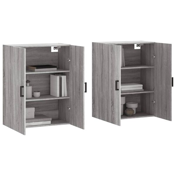 vidaXL Arm&aacute;rios de parede 2 pcs 69,5x34x90 cm cinzento sonoma