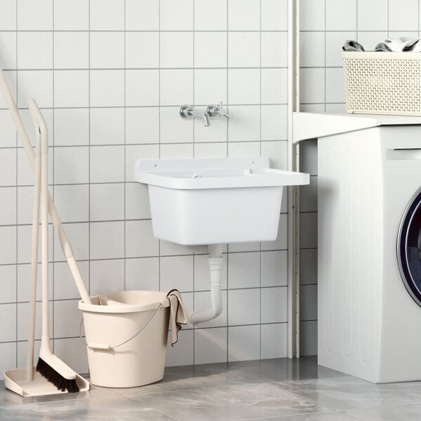 vidaXL Lavat&oacute;rio de parede 50x35x24 cm resina branco