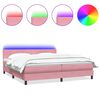 vidaXL Cama box spring c/ colch&atilde;o e LED 200x210 cm veludo rosa