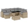 vidaXL 8 pcs conjunto de sof&aacute;s p/ jardim com almofad&otilde;es vime PE bege
