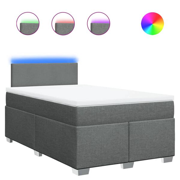 vidaXL Cama boxspring com colch&atilde;o 120x190 cm tecido cinzento-escuro