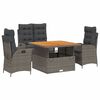 vidaXL 4 pcs conjunto de jantar p/ jardim c/ almofad&otilde;es vime PE cinza