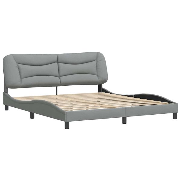 vidaXL Estrutura de cama sem colch&atilde;o Hvar 180x200 cm tecido cinzento-claro