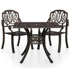 vidaXL 3 pcs conjunto de bistr&ocirc; alum&iacute;nio fundido bronze