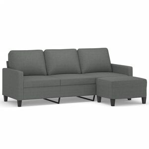 vidaXL Sof&aacute; de 3 lugares com apoio de p&eacute;s 180 cm tecido cinza-escuro