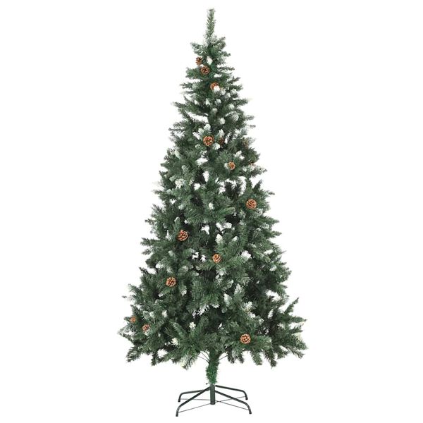 vidaXL &Aacute;rvore Natal artificial pr&eacute;-iluminada c/ bolas e pinhas 210 cm