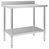 vidaXL Mesa cozinha rebordo antissalpicos 100x60x93 cm a&ccedil;o inoxid&aacute;vel