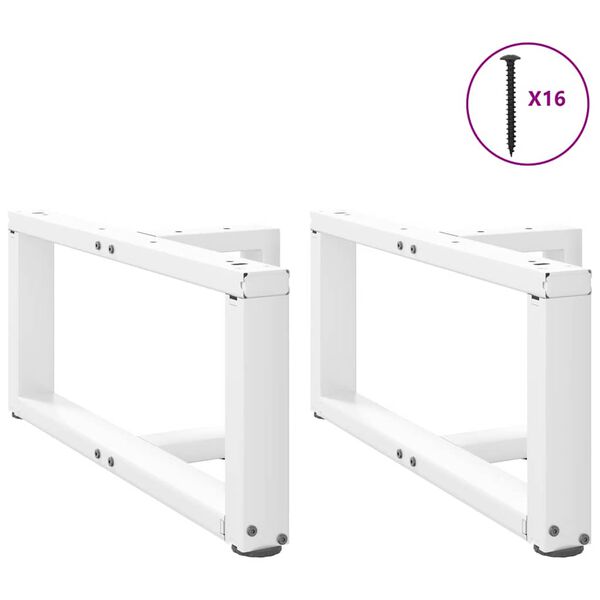 vidaXL P&eacute;s para mesa de centro em forma de T, 2 pe&ccedil;as, branco, 60x25x(30-31) cm, a&ccedil;o