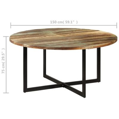 vidaXL Mesa de jantar 150x75 cm madeira recuperada maciça