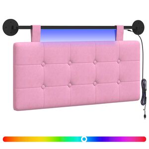 vidaXL Cabeceira suspensa Com luz LED Rosa Tecido