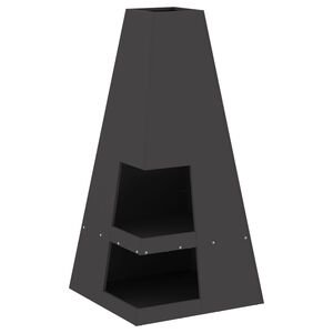 vidaXL Fire Pit Preto 50 x 50 x 100 cm A&ccedil;o