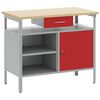 vidaXL Bancada de trabalho Vermelho e Cinza 100 x 55 x 85 cm