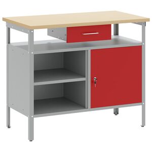 vidaXL Bancada de trabalho Vermelho e Cinza 100 x 55 x 85 cm