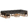 vidaXL Conjunto de Sof&aacute;s para Exterior 11 pcs Natural e Preto