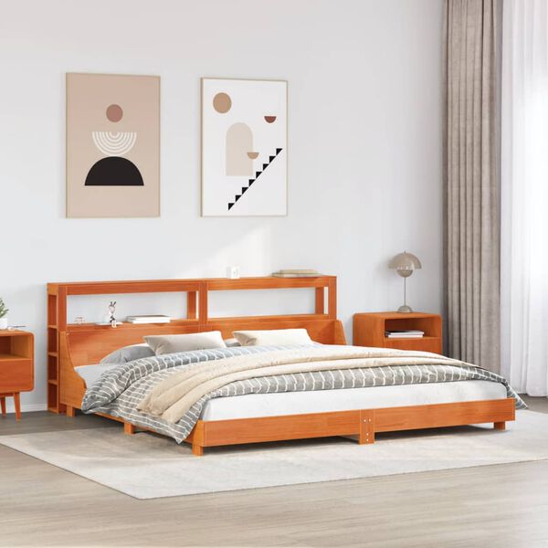 vidaXL Cama sem colchão 200x200 cm pinho maciço castanho-mel