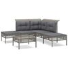 vidaXL 6 pcs conjunto lounge de jardim c/ almofad&otilde;es vime PE cinzento