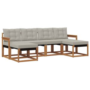 vidaXL Conjunto de Sof&aacute;s para Exterior 6 pcs Cinza Natural e Claro